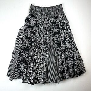 Grace Elements Smocked Waist Asymmetrical Geo Printed Full Maxi Skirt